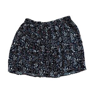 Old Navy Skirt Womens Med Black Mini Nature Inspired Floral Lined Elastic Waist